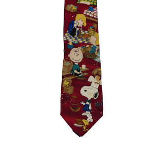 Vintage 1966 Peanuts Mens Tie Neck Tie Snoopy Woodstock BBQ Fireworks 56 x 4